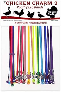 20 Chicken Charm 3 Poultry Leg Bands - Hero Pack