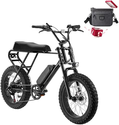 KRAIRK 20" Electric Bike for Adults, 500W Fat Tires Electric Mountain Bike, 48V/13Ah Removable Battery Electric Bicycles, 20MPH 40Miles Range, Front Suspension Dual DISC Brake for Snow Beach Mountain