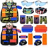 2 Pack Kids Tactical Vest Kit for Nerf Guns Game N-Strike Elite | Refill Darts, Reload Clips, Dart Pouch, Tactical Mask, Wrist Band and Protective Glasses for Boys ,Girls