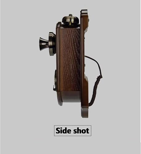 Miniatura 5 de Teléfono de madera montado en la pared con cable retro de pared con piezas de metal con esfera giratoria vintage y teléfonos Bel de metal para el