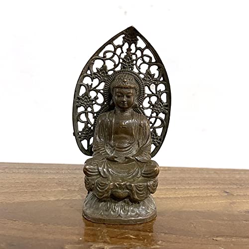Figuras Decoración de arte Decoración for el hogar Estatua de Buda de cobre Accesorios de decoración for el hogar for sala de estar Adornos pequeños Figuras de escritorio de oficina de latón retro Cover