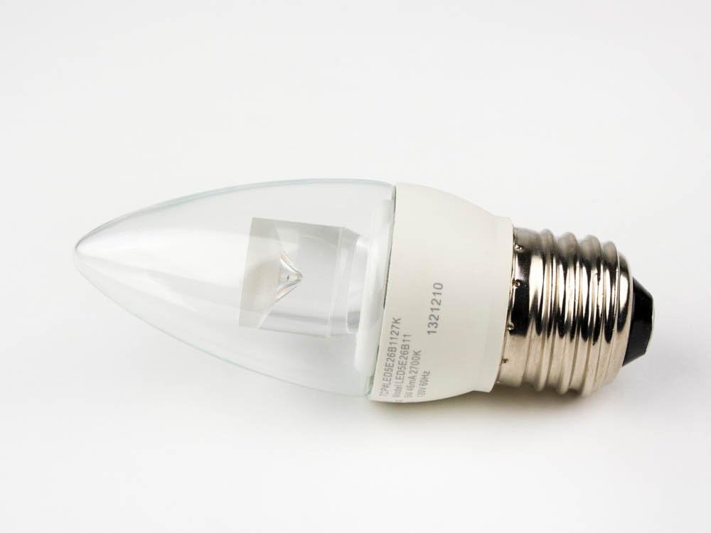 TCP LED5E26B1127K LED Bulb, B11 E26, 5W (40W Equiv.) - Dimmable - 2700K - 300 Lm.