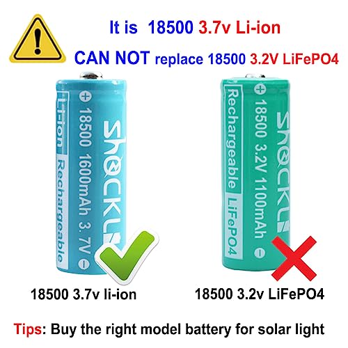 Funkawa 18500 3.7V Rechargeable Batteries, Shockli 18500 3.7V Li-Ion 1600Mah Rechargeable Battery With Button Top- thumb #2