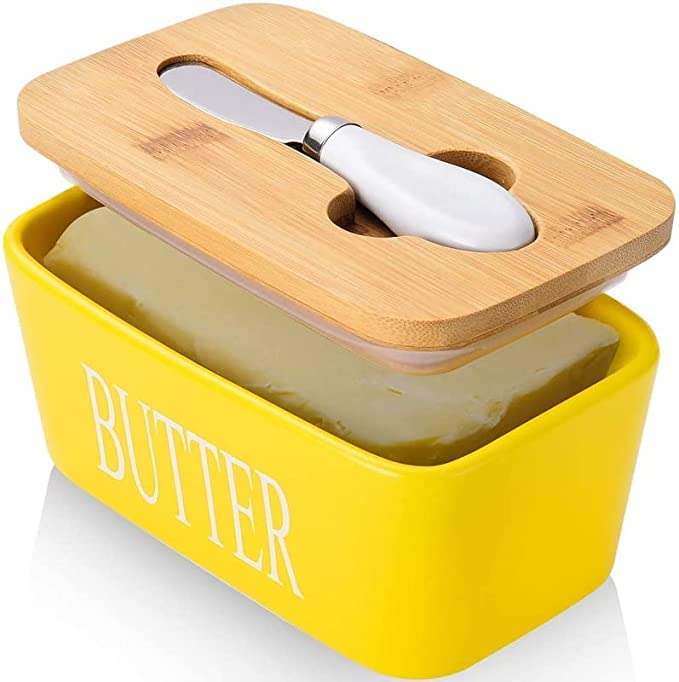 Buy MOZZBY® Large Butter Dish with Lid Ceramics Butter Keeper Container