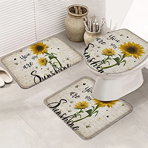 Badezimmerteppich-Sets, 3-teilig, saugfähig, weicher Schwamm, Badematte, rutschfest, waschbar, Badteppich, WC-Vorleger…