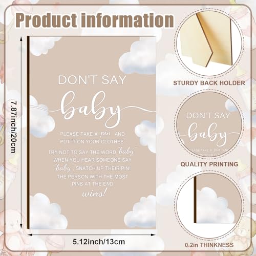 Image of Patelai 321 Pcs Cloud 9 Baby Shower Game Supply for Girl or Boy 5 Set Include 50 Activity Card 20 Pencil 1 Don't Say Baby Sign 50 Clothespin for Price Is Right Prediction Bingo Party Decor