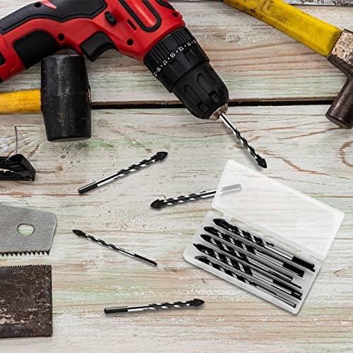 10-Piece Masonry Drill Bits Set with Storage Case, Industrial Strength Carbide Concrete Drill Bit with Triangle Handle for Wood, Tile, Brick, Glass, Concrete, Ceramic, Cinder Block