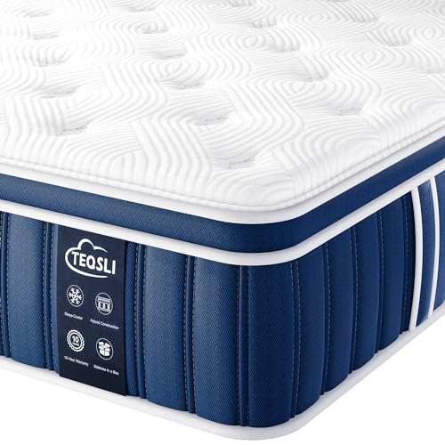 TeQsli Gel Federkernmatratze 90x200 cm Höhe 25 cm Gel Memory Schaum Taschenfederkernmatratze für Druckentlastung, Orthopädische & Ergonomische 9-Zonen Matratze H3, Öko-Tex & CertiPUR Zertifiziert