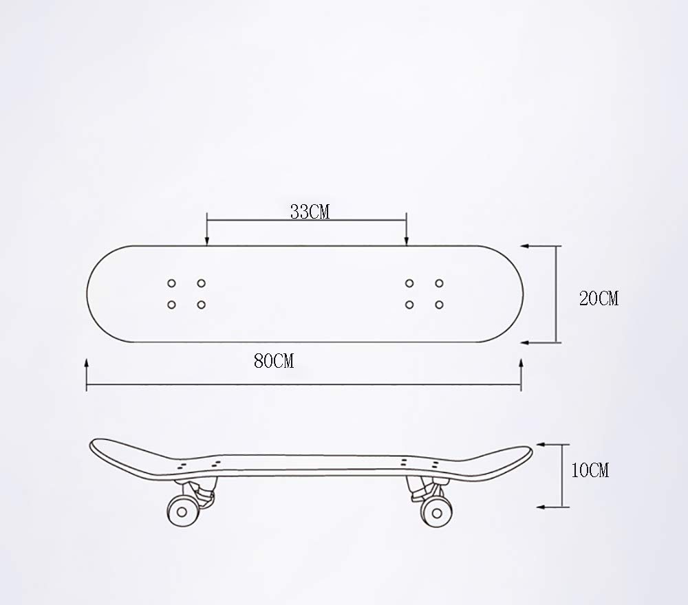 Maple Wood Decks Skateboard Completo, 30 * 8in ABEC-7 Mute Rodamientos0+95A Alta Velocidad PU Rueda, Carga330 LB, para Principiantes y Profesionales