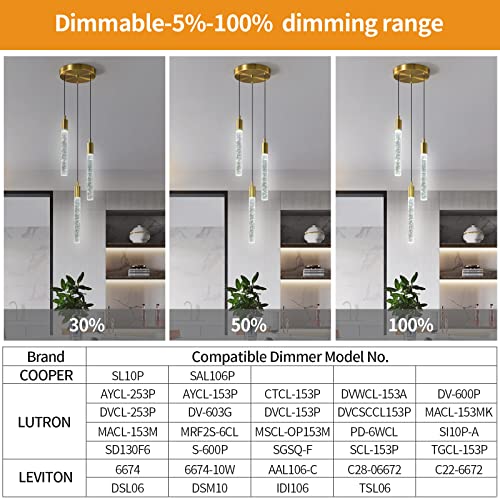 Image of Modern Light Fixture Kitchen Island Pendant Light Dimmable LED Gold Pendant Lights Mini Crystal Pendant Lighting for Bedroom Dining Room Living Room(3-Light )