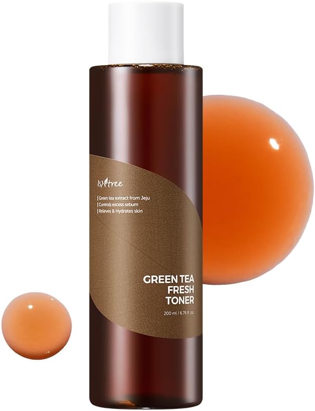 ISNTREE Green Tea Fresh Toner 200ml, 6.76 fl.oz Korean Skincare Toner for Oily Skin Sebum Control Hydrating and Refreshing