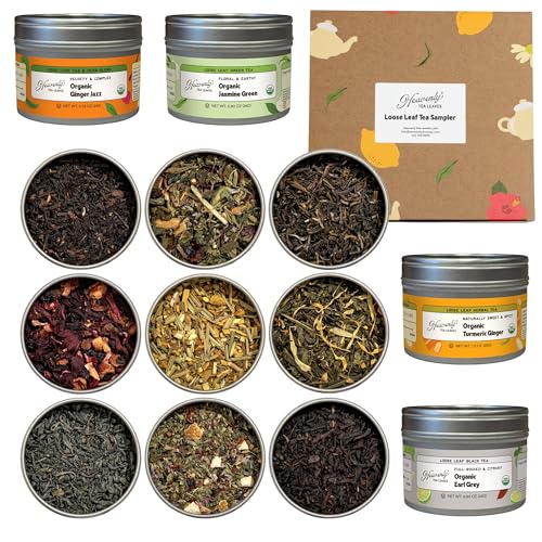 Heavenly Tea Leaves Organic 9 Tea Sampler, Gourmet Loose Leaf Tea...