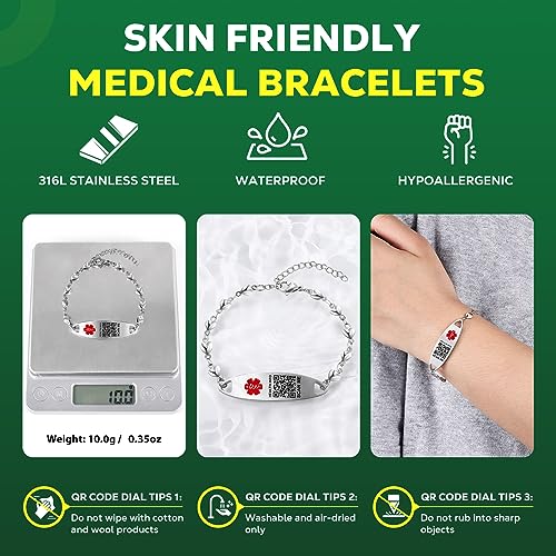 Theluckytag Medizinische Notfall-Halskette für Männer und Frauen, 48,3 cm, medizinische Halskette, graviert, QR-Code, medizinische ID-Halskette – mehr Platz, individuelle Online-Notfall-Info, Eine
