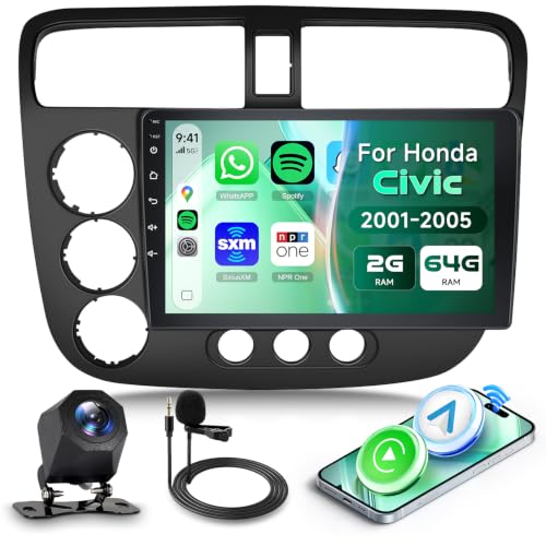Image of 2G+64G Car Radio Stereo for Honda Civic 2001 to 2005 with Wireless CarPlay