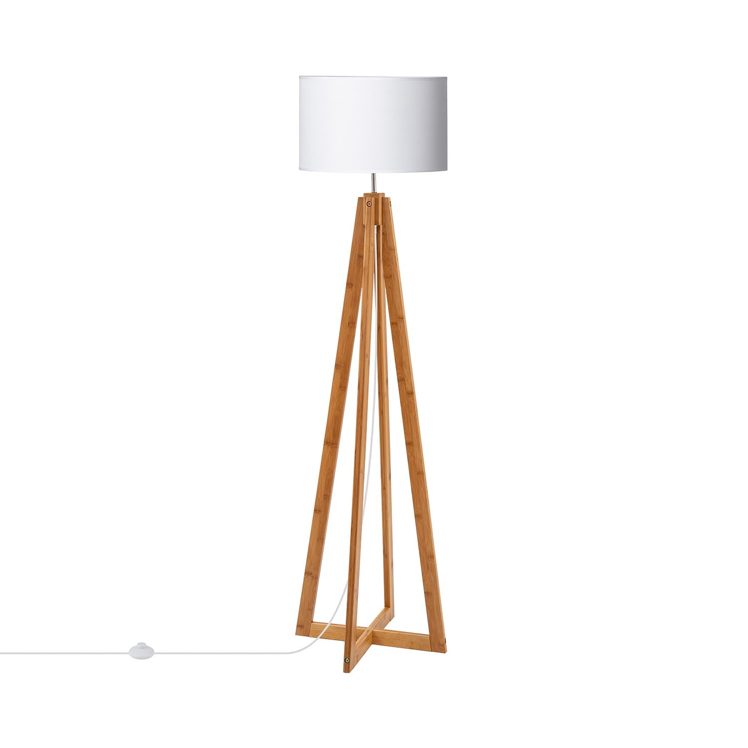 LEDKIA LIGHTING - Lámpara de Pie de Madera Korsade | Diseño Moderno y Decorativo | Soporte para Bombilla E27 | Dimensiones: 1490x430x430 mm | Uso Interior, Blanco, Madera