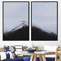 2 Piece Framed Canvas Wall Art Monochromatic Mountains Canvas Prints Home Artwork Decoration for Living Room,Bedroom - 16