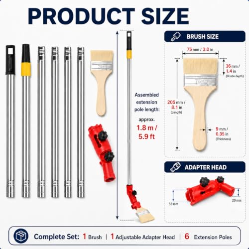 Extensor de pincel multiángulo elimina escaleras para pintar techos y esquinas 7