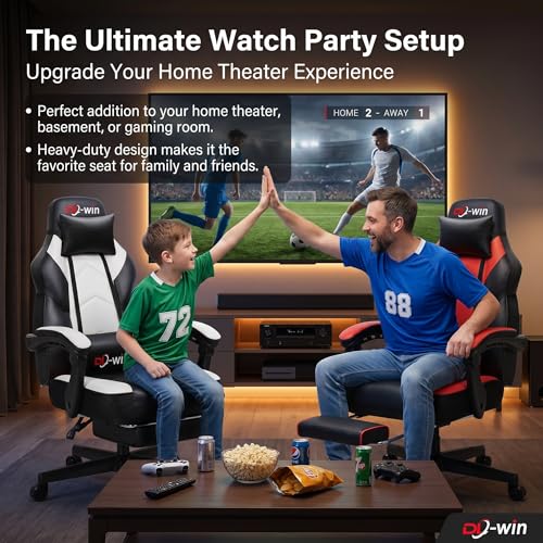 Image of Gaming Chairs for Adults, Computer Chair with Footrest, High Back, Big and Tall Gamer Chair's with Massage Lumbar Support, 360 Swivel Height Adjustable Computer Chaires, Dark Red