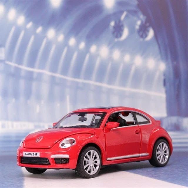 Image of LONGMIRE Metal Pull Back Diecast Car Pull Back Model with Sound Light Boys Gifts Toys for Kids Pack of 1, Multicolor (Beetle)