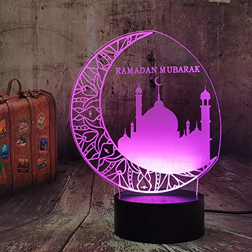 Bri-Moryea Ramadan Mubarak Led Lamp Islam Blessing Best Wishes Greetings 3D Optical Illusion Night Light Colorful Sleeping Lamp Home Decor Friend Birthday Christmas Lampara (Ramadan Mubarak) #TOP26