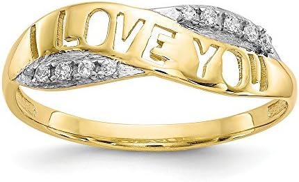 10k Yellow Gold Cubic Zirconia Cz I Love You Band Ring Size 6.00 Fine Jewelry For Women Gifts For Her