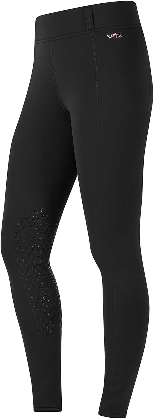 Kerrits Women's Power Stretch Fleece Silicone Knee Patch Winter Horse Riding Tights – Polartec Equestrian Legging, Pocket