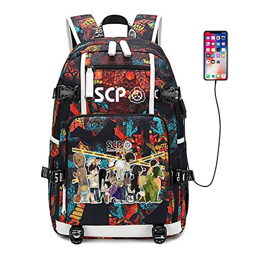 SCP Backpack Containment Breach Freizeitrucksack, Laptop Rucksack mit USB Ladeanschluss, Printed Travel Bag Outdoor Sportrucksack, Lässiger Rucksack