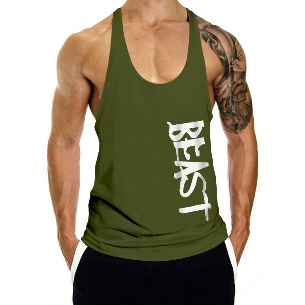 InleaderAestheticsMen's Tank Tops Sleeveless Shirts Y-Back Gym Workout Stringer Tank Tops Bodybuilding Fitness T-Shirts