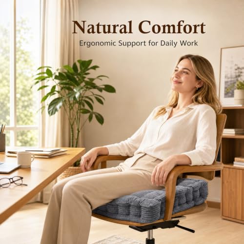 Sitzkissen Outdoor, 2 Stück Stuhlkissen 40x40cm, Bodenkissen Sitzkissen, Dickes Matratzenkissen 10cm, Dicke Bodenkissen für Zuhause, Büro, Küche, Esszimmer, Indoor & Outdoor(Dunkelgrau) – Bild 3