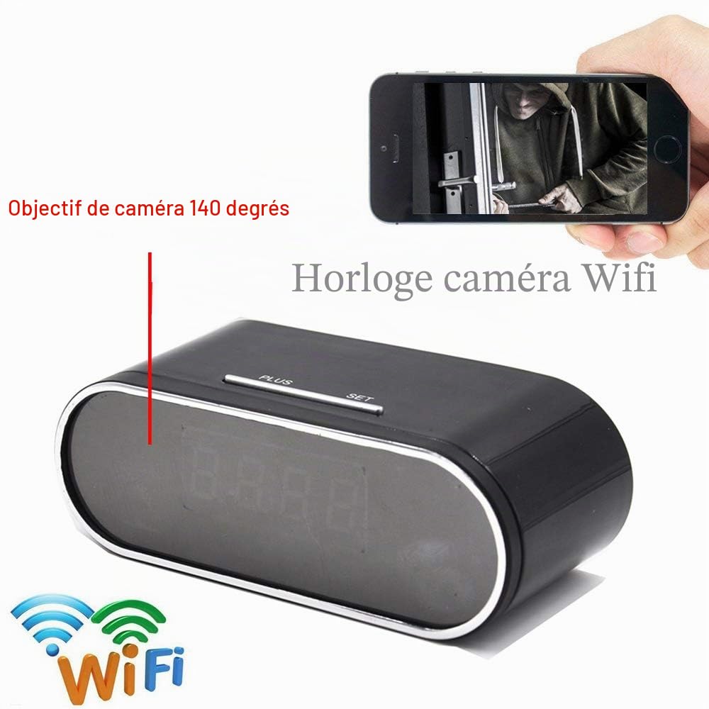 Caméra espion sans fil WiFi cachée, caméra espion avec détection de mouvement, mini caméra IP HD 1080p pour la maison avec vision nocturne, prise en charge des smartphones et des ordinateurs