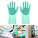 Magic Dishwashing Gloves, Silicone Cleaning Gloves with Wash Scrubber, Heat Resistant, for Household Cooking Baking BBQ Oven, Dish Washing, Kitchen, Bed Room, Bathroom, Pet Care, Hair Care (green)