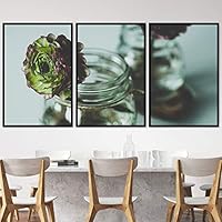 3 Piece Framed Canvas Wall Art Green Blossom Canvas Prints Home Artwork Decoration for Living Room,Bedroom - 16