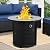 30 Inch Fire Tables Round Tabletop 50000 BTU Outdoor Fire Pits for Outside Steel Gas Fire Table with Fire Pit Lid Waterproof Cover, Black