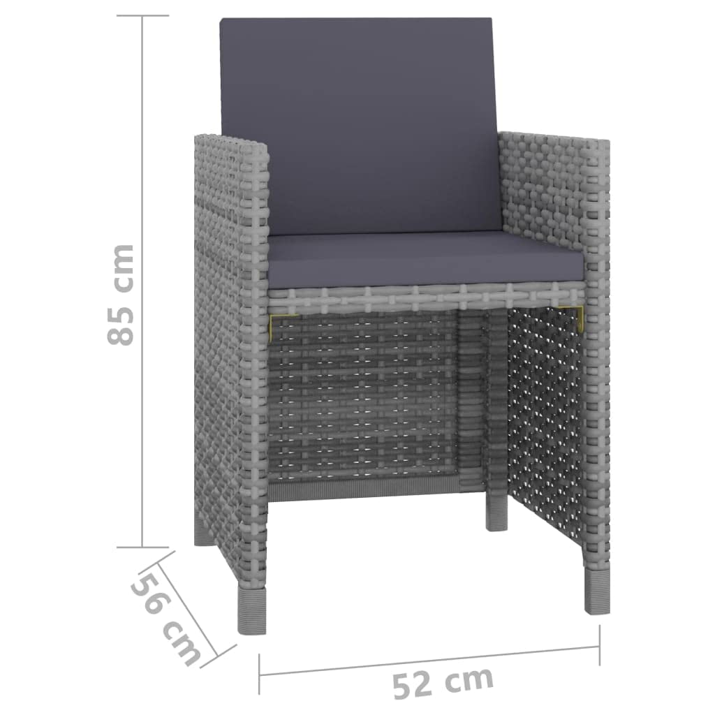 Set da pranzo da giardino in polyrattan, 11 pezzi, con piano in vetro, 167 x 109 cm, resistente alle intemperie, antracite, 10 sedie e cuscini, moderno set da balcone per terrazza e giardino