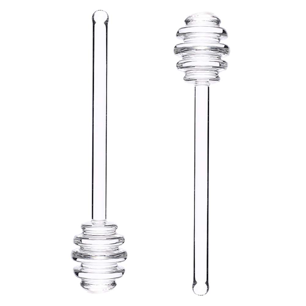 Hugede 2 Pcs 5.9 Inch Glass Honey Dipper Sticks Honey Mixing Stirrer Honey Spoon Honey Wand Wedding Party Favors