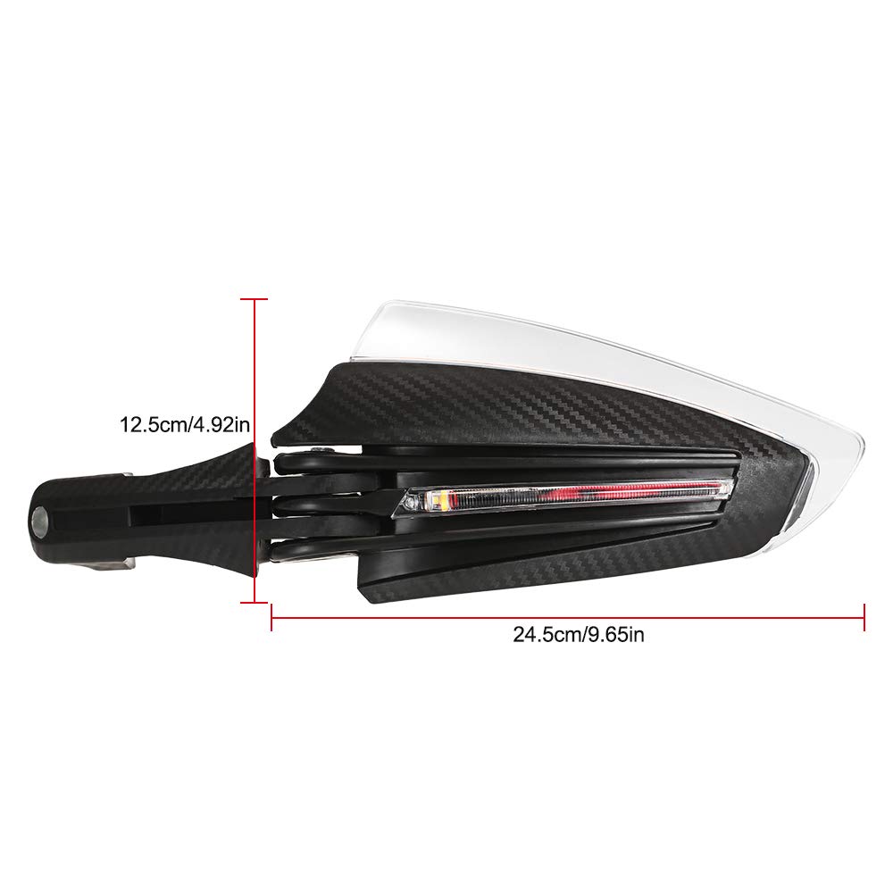 Paramani per Moto con Luci LED Indicatori di Direzione Protezione Manubrio Hand Brush Guards Sicurezza Notturna e Design Aerodinamico