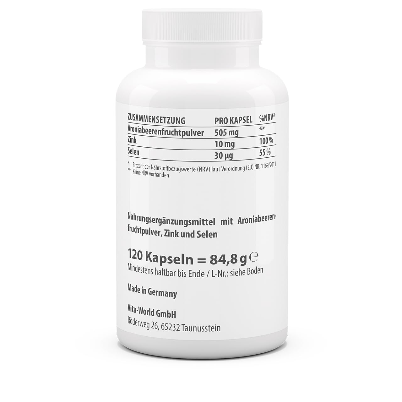3er Pack Vita World Aronia 500mg 360 Kapseln Apotheker-Herstellung
