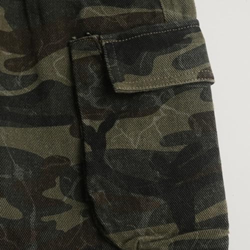 Pantalones vaqueros rectos con cintura elástica para niños cargo holgados 7
