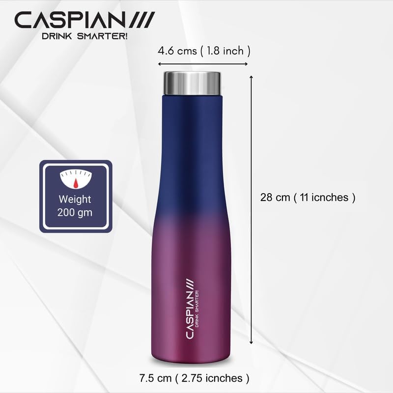 CASPIAN /// Aqua Dual Stainless Steel Water Bottle (Midnight Crimson, 1 Litre)| Leak Proof Thunder for Fridge Home Office Travel School Kids Boys Girls Adults Sports Gym Yoga 3