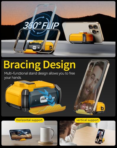 Image of Pohgelan Compatible with AirPods 4 Case Carbon Fiber Texture(Yellow) | Magnetic Automatic Lock with Phone Stand & Cleaning Kit,Compatible with Magsafe