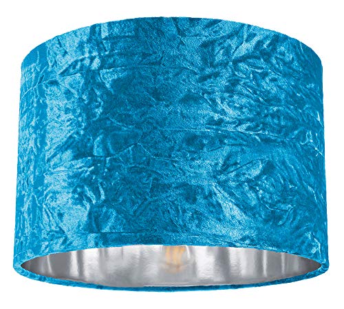 Pantalla para lámpara colgante/mesa de 12"de terciopelo triturado verde azulado moderno con...