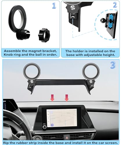 Image of Car Phone Holder for Toyota Prius 2023 2024 2025 2026 8 inch Screen Accessories | MagSafe Strong Magnetic Clip-On Cell Phone Mount, Dual Slots for Driver & Passenger, 360 Rotatable Hands-Free Holder