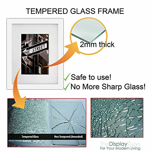 The Display Guys –– Solid Pine Wood Picture Frame with Tempered Glass and Mat – Wall Mounting – 11" x 14" - White - 4 Pack - Thumbnail 4