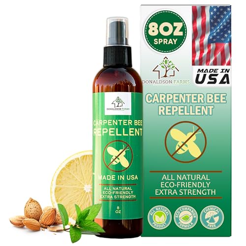 Donaldson Farms Carpenter Bee Repellent Spray – Nature-Derived, Eco-Friendly Protection for Decks, Fences & Outdoor Wood & Furniture from Bees with Citrus, Peppermint & Almond Oils, Made in USA – 8 oz