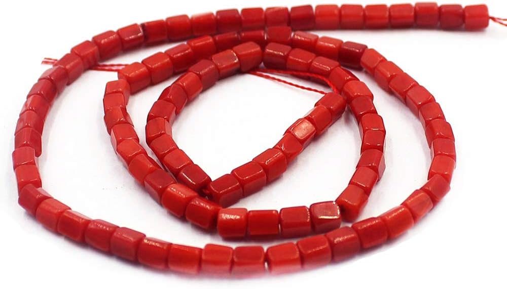 SR BGSJJewelry Making Craft Natural 3x4mm Cubic Red Orange Sea Bamboo Coral Gemstone Loose Spacer Beads Strand 15"