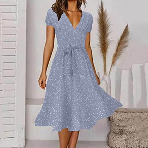 Robe d'été décontractée fluide à col en V et laçage ornemental chic - 2