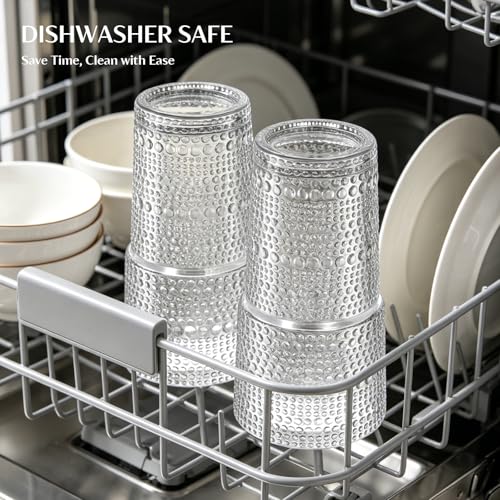 Image of INSETLAN 20oz Hobnail Glass Cups with Lids and Glass Straws - 2 Pieces, Thick-Walled Glass Tumblers for Iced Coffee, Smoothies, Milk, Water, Juice, and More - Elegant and Durable Drinking Glasses