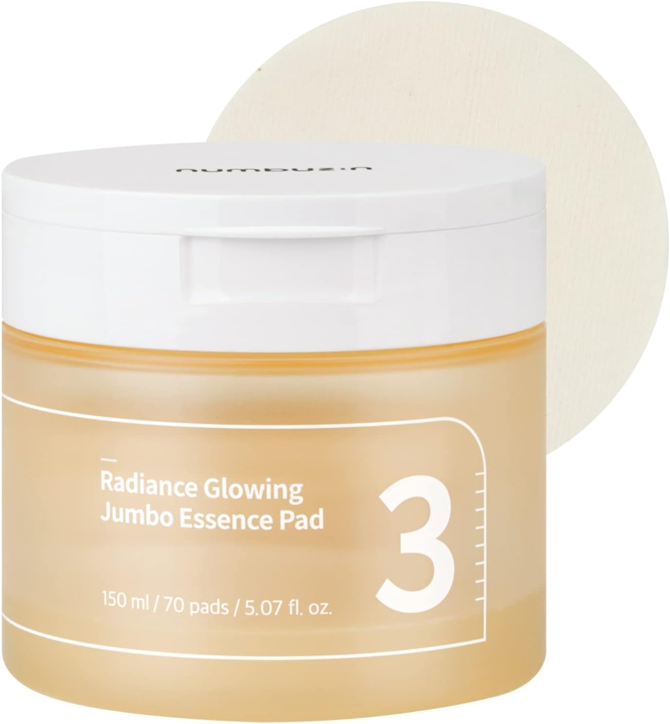 numbuzin No.3 Radiance Glowing Jumbo Essence Pad, 70 Pads / 5.07 fl.oz