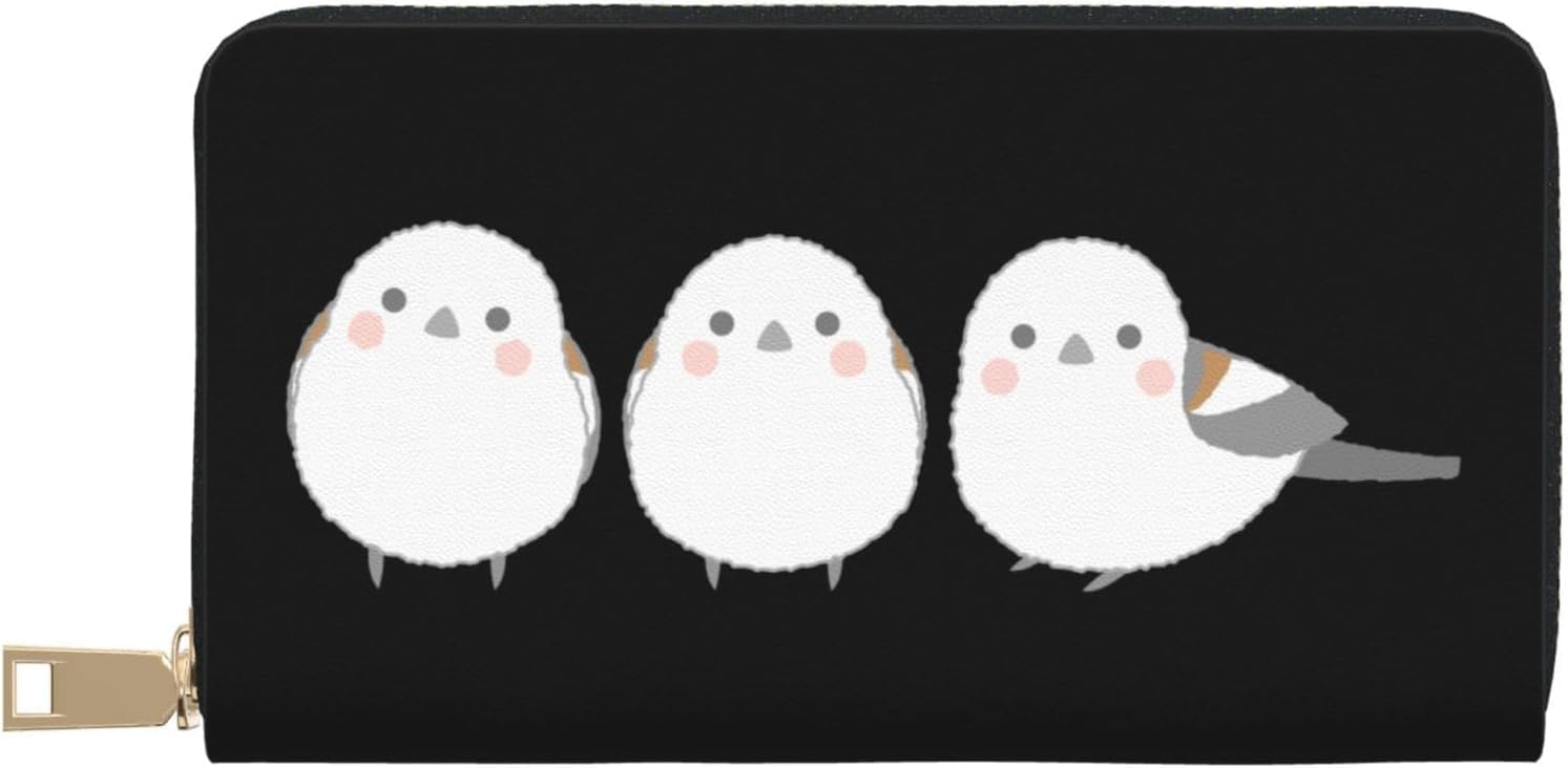 [ESASAR] 長財布 シマエナガ 鳥柄大容量 人気 ラウンドファスナー お札入れ カード収納 プレゼント