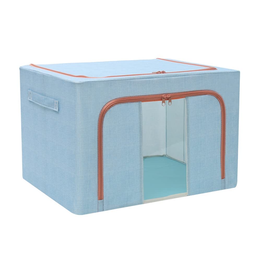 ETRGFTHU Clothes Storage Box Household Cotton and Linen Storage Large Capacity Foldable Sundries/quilt Finishing Dust and Odorless(Blue)